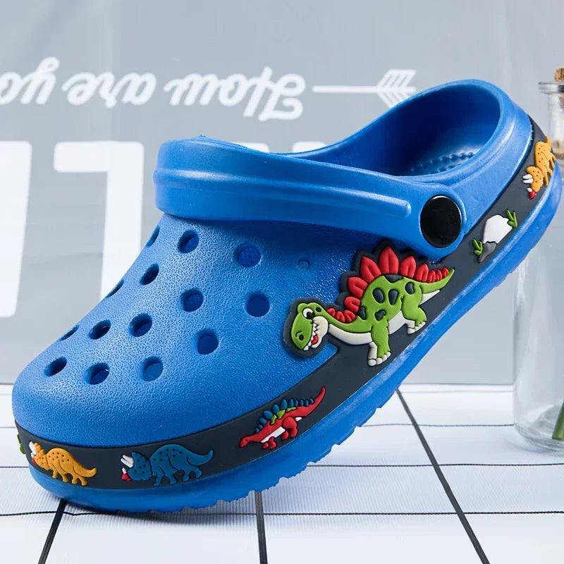 Children Shoes Baby Boys Slippers Cartoon Excavator Print Clogs Summer Breathable Soft Indoor Sports Boy Slippers
